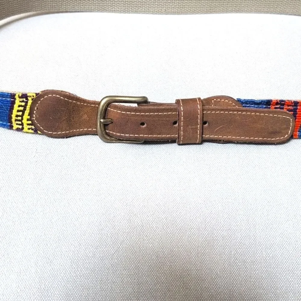 A Tail We Could Wag Cotton & Leather Artisan Men's Belt Italian Brass Buckle